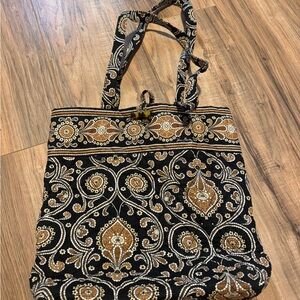 Vera Bradley Black and Gold Baroque Tote Bag